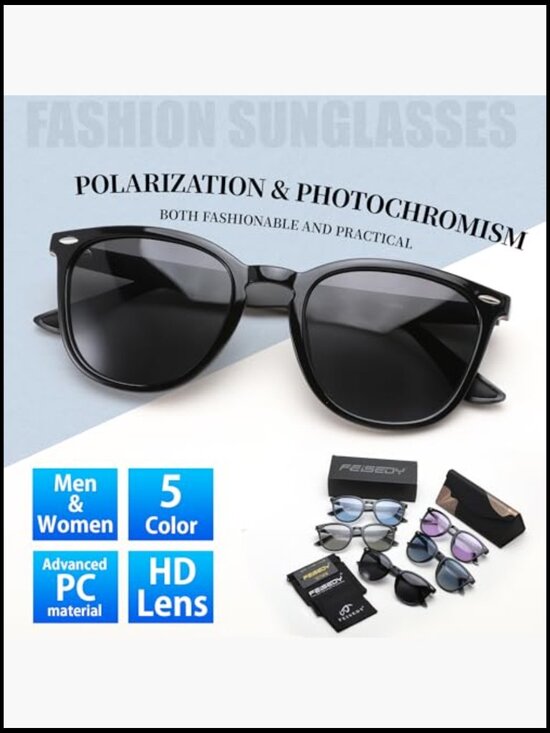 Retro Photochromic Classic Polarized Sunglasses for Women Men main image 4